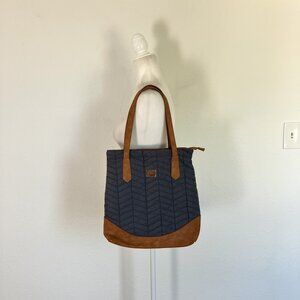 Vintage Roxy Bag Quilted Gray with Brown suede straps